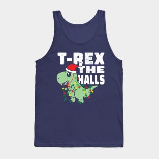 T-Rex The Halls Funny Christmas Dinosaur Tank Top